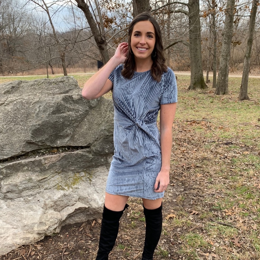 NWT Light Blue Velvet Dress
